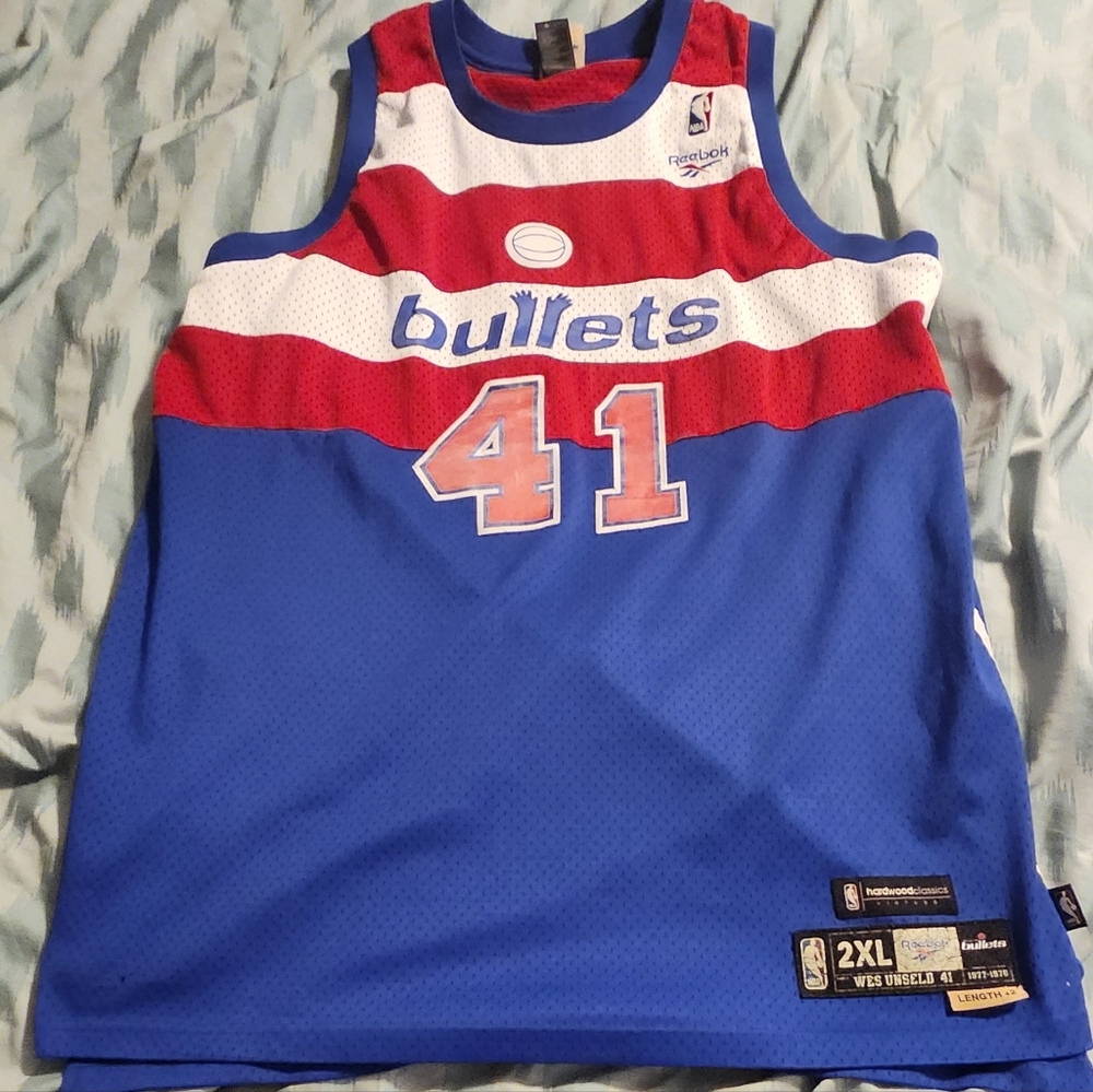 Washington Bullets Jersey Men's 2XL Blue Wes Unseld Reebok Hardwood Classics NBA